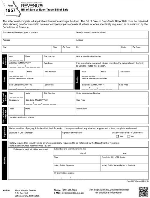 Missouri Semi Truck Bill Of Sale Form PDF Word Missouri semi truck bill of sale form pdf word